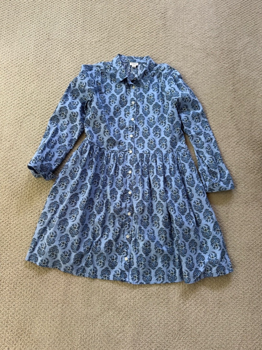 J. Crew Light Blue Floral Button-Front Mini Dress